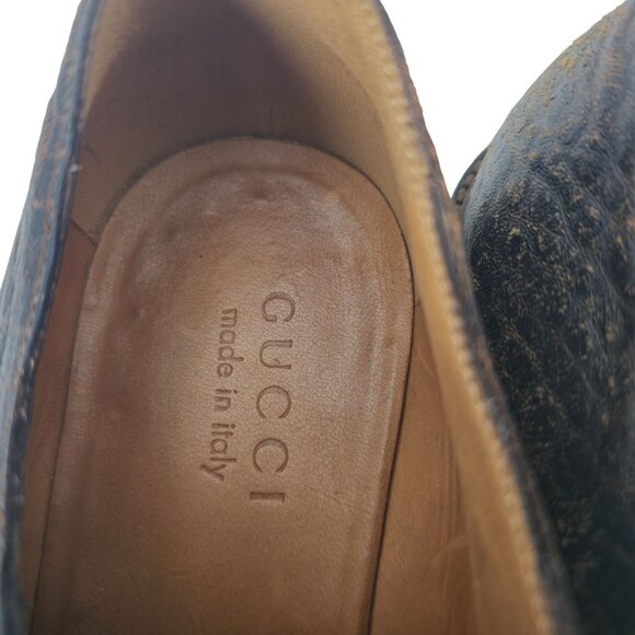Italy Gucci Men size 8 US 7.5UK Designer Distressed Monk Strap Dress Shoe Loafer - Picture 10 of 12